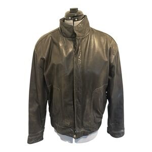 Reed Men's Bomber Aviator Leather Jacket point collar ribbed knit cuff Sz R 42